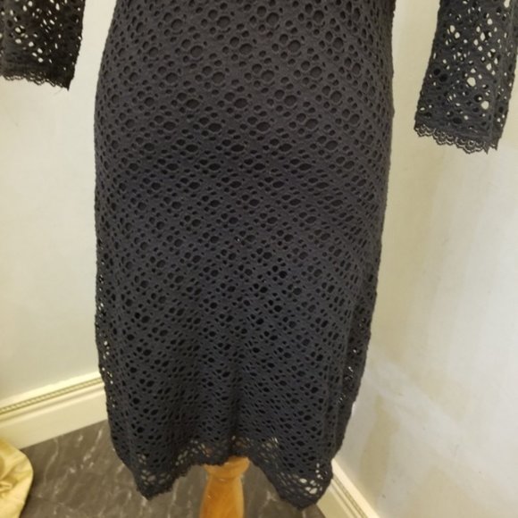 Aqua 3/4 sleeve lace black dress women's size Small (284) - Picture 3 of 9